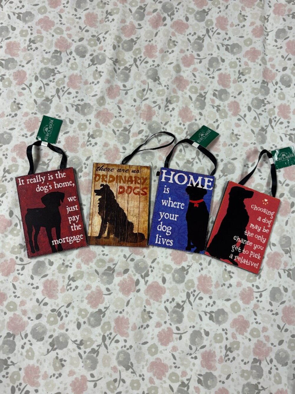 Set of 4 Dog "Saying" Hanging Wall Decorations, approx 4" x 3" each, NEW